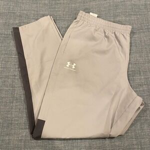 Under Armour Mens 2XL Tall Gray Mesh Lined Track Pants Loose Fit Zipper Leg 2XLT